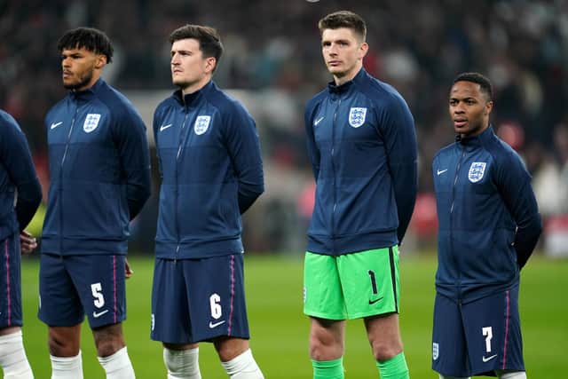 SUPPORTED: Harry Maguire was supported by his teammates after being booed at Wembley. Picture: Nick Potts/PA Wire.