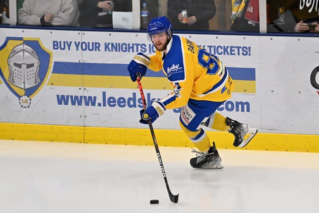 Adam Barnes scored twice for Leeds Knights as they won 3-2 in overtime at Basingstoke Bison 
Picture: Bruce Rollinson