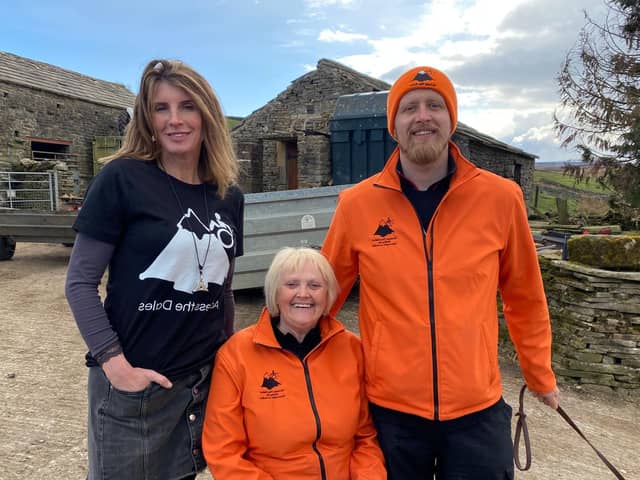 Amanda Owen, Debbie North, and Mrs North's son, Adam Medlock, at the launch of the Access the Dales charity at Ravenseat Farm in Swaledale. (Photo: Paul Jeeves)