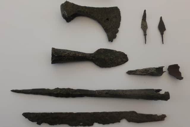 A small selection of the artefacts thought to be from the battle of Stamford Bridge 1066. Photo Brian Birkett