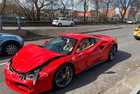 The Ferrari was pranged just two miles after the owner bought it