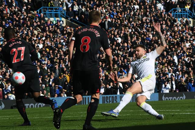 Leeds 
United's Stuart Dallas fires in a shot. (Picture: Jonathan Gawthorpe)