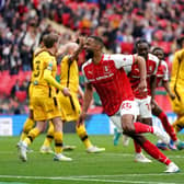 Rotherham United's Michael Ihiekwe (centre left) celebrates scoring their side's fourth goal of the game in the second half of extra time during the Papa John's Trophy final at Wembley Stadium, London. (Picture: PA)