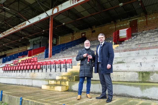 York City chairman Jason McGill (left) pictured with Scott Waters (right), Managing Director of Persimmon Homes Yorkshire.