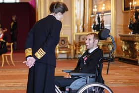 Robert Burrowis made an MBE (Member of the Order of the British Empire) by The Princess Royal at Windsor Castle. Picture: Aaron Chown/PA Wire.