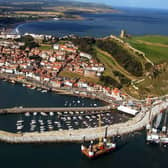 Aerial shot of Scarborough harbour