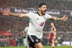 Nobody does it better: Aleksandar Mitrovic celebrates scoring for the 38th time in 37 games this season to earn Premier League-bound Fulham a 1-0 win at Boro. (Picture: PA)