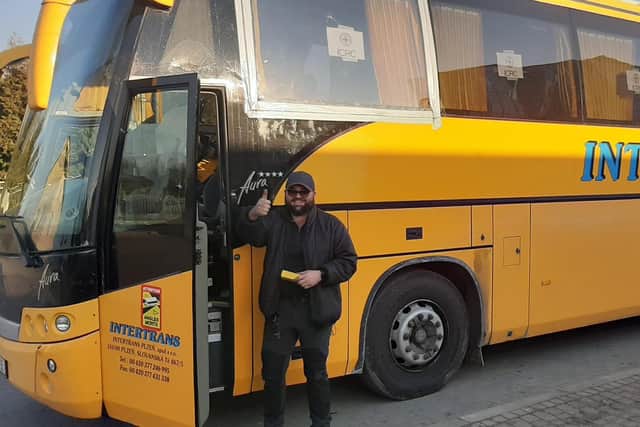 Niall Gordon with the Bus For Peace in Ukraine.