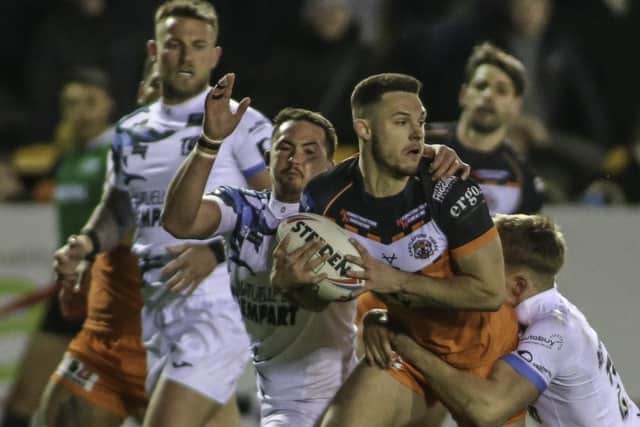 Niall Evalds in action last time out for Castleford Tigers against Toulouse at the Mend-A-Hose Jungle. Picture: Simon Hall.