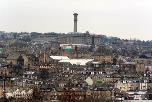 Manningham Mills over Bradford, pictured by Tony Johnson.
