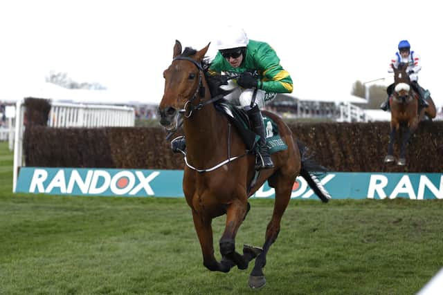 Impressive: Fakir D'Oudairies ridden by Mark Walsh scoots clear on their way to winning the Marsh Chase. Picture: Steven Paston via Jockey Club/PA Wire.