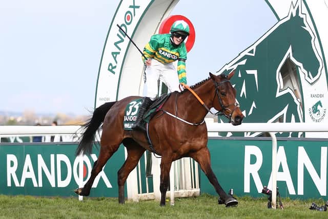 History makers: Rachael Blackmore became the first woman to ride the winner of the Grand National onboard Minella Times last April - and is hoping to repeat the trick today. Picture: Tim Goode/PA Wire.