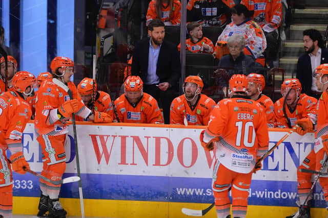 Aaron Fox talks to his players during Sunday night's clash with Belfast Giants. Picture: Dean Woolley.
