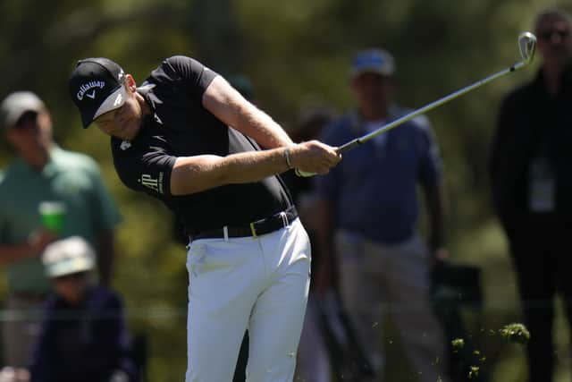 Danny Willett hits on the first fairway during the final round at the Masters golf tournament on Sunday, April 10, 2022, in Augusta. (AP Photo/Jae C. Hong)