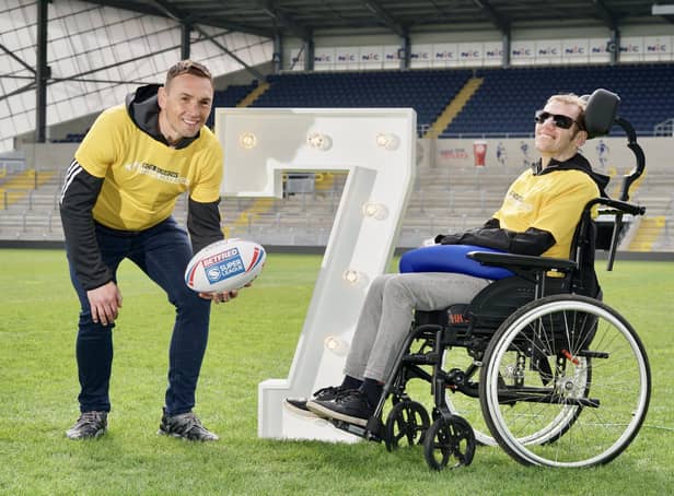 Former Leeds Rhinos team-mates Kevin Sinfield and Rob Burrow get together once again at Headingley to launch the Rob Burrow Leeds Marathon that will take place next year.