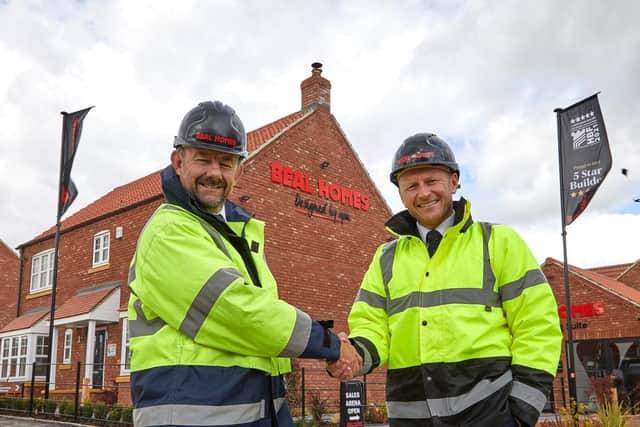 Beal Homes Chief Executive Richard Beal, left, welcomes new Construction Director Andy Devine to the East Yorkshire-based business. Mr Devine’s appointment comes as Beal continues to drive growth in volumes while setting the bar for build quality.