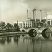 Ferrybridge power station in the 1920s, soon after it was first built, and the newly designated A1