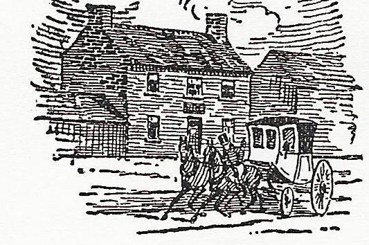 A Georgian engraving of the Red House Inn, near Doncaster, which the modern Redhouse Interchange is named after