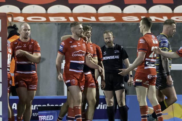 Hull KR's Rowan Milnes try extends his side's lead over Castleford as they booked their place in the Challenge Cup semi-final (Picture: SWPix.com)