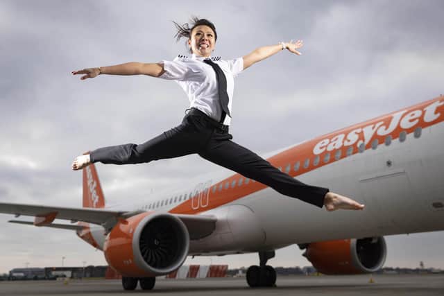 Library image of former gymnast and current Senior First Officer with easyJet, Nina Le to promote  a new campaign for the 'Generation easyJet Pilot Training Programme'. Picture: PA