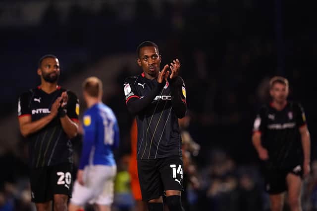Rotherham United's Mickel Miller (centre) applauds the fans following the Sky Bet League One match at Fratton Park. Picture: PA