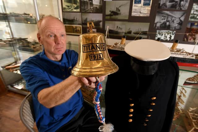 Scarborough Maritime Heritage Centre chairman Mark Vesey is pictured with a replica Bell. Image: Simon Hulme