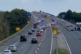 The contraflow system in action on M62 Ouse Bridge