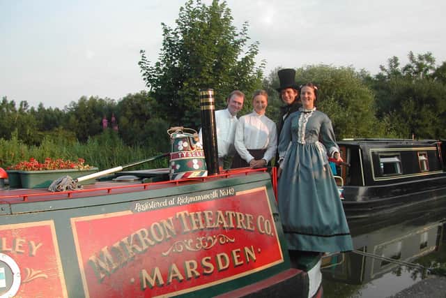Cast of 2006 production on board the narrowboat.