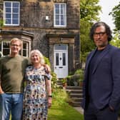 Owners of the 5 Grosvenor Mount Jackie and Pete Slater with historian Dr David Olusoga, presenter of the BBC TV series A House Through Time