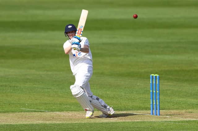Yorkshire's Harry Brook plays through the leg side on his way to a century against Gloucestershire at Bristol Picture: Michael Steele/Getty Images