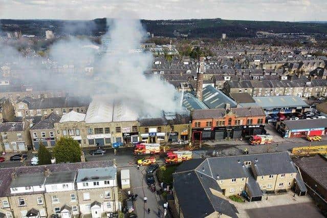 The fire on Queens Road on Friday. Photo by AV8 Aerial Media