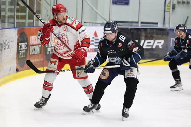 Sheffield Steeldogs' Sam Towner (right) Picture courtesy of Peter Best.