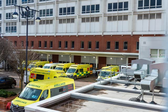 Ambulances outside Leeds General Infirmary earlier this year