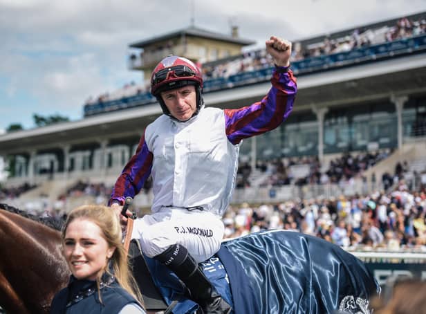 Up and running: Jockey PJ McDonald rode three winners for James Horton at Redcar today. Photo: LUCAS BARIOULET/AFP via Getty Images