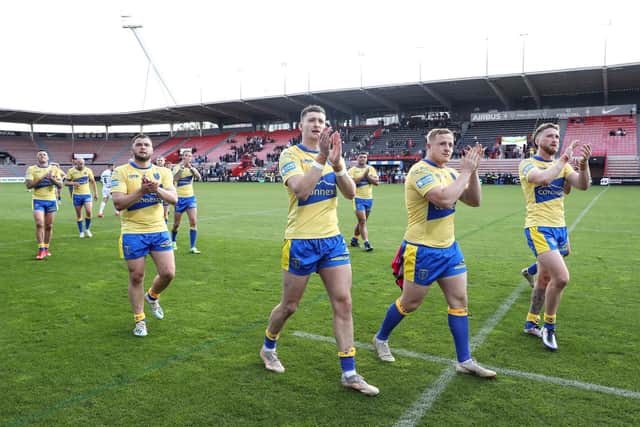 Hull KR thank the travelling fans after the win in Toulouse. (Picture: SWPix.com)