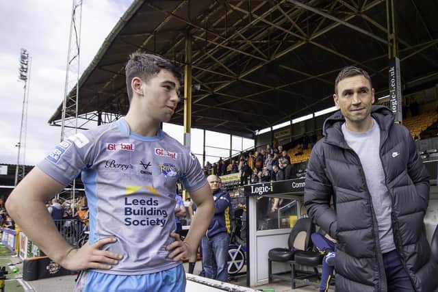 Famous name: Jack Sinfield, left, is the son of Leeds all-time great Kevin. Picture by Allan McKenzie/SWpix.com