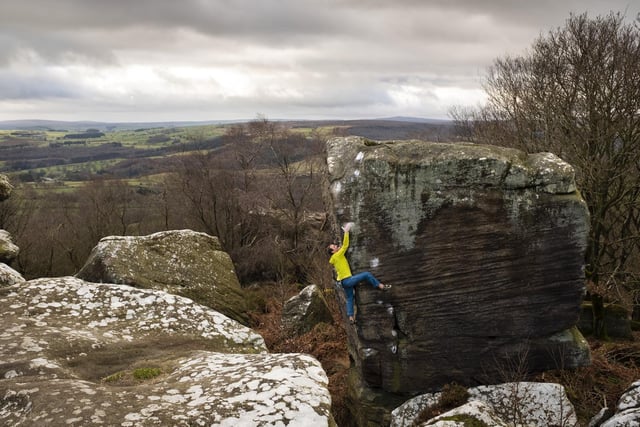 Brimham Rocks was chosen by reader Richard Dunnett. the site of special scientific interest is very popular with walkers who want to stretch their legs and marvel at the water- and weather-eroded rocks. The National Trust offers free geology walks and other walks at the site. Pictured: A climber attempts one of the boulders at Brimham Rocks, taken by Ian Day.