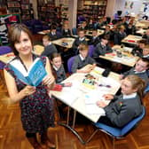 Annabel Pitcher on a school visit to the The Morley Academy in 2013. Picture: James Hardisty.