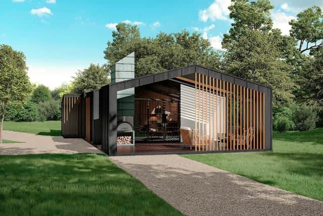The lodges at Keld Spring will feature open plan living areas and outdoor terraces. Picture: Actually Group.