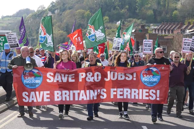 Protesters condemn P&O Ferries decision to sack almost 800 workers without warning
