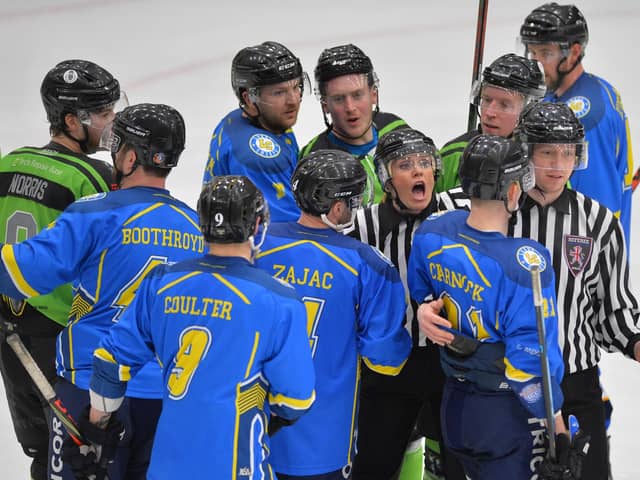 Hull Pirates, seen here in action against Leeds Chiefs in February 2020, were the last team to play at NIHL National level in the city. Picture: Dean Woolley.