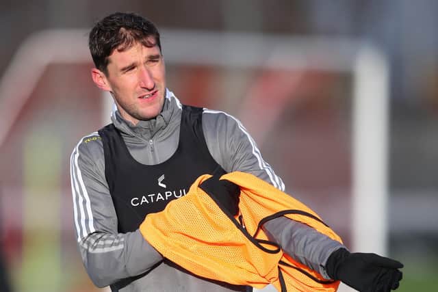 PREPARATIONS: For Chris Basham and Sheffield United as they prepare to take on Cardiff City. Picture: Simon Bellis/Sportimage