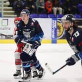 Alex Graham opened the scoring for Sheffield Steeldogs in their 6-3 home defeat to PEterborough Phantoms Picture courtesy of Peter Best.