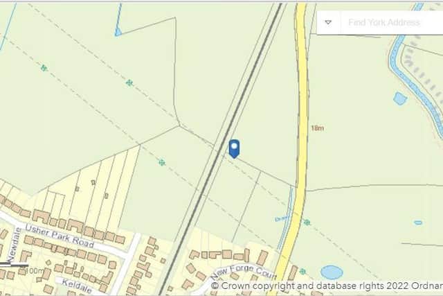A map showing the proposed site of the new Haxby Station
