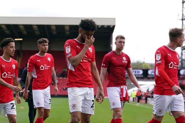 Barnsley's players leave the pitch after defeat Peterborough at home on Monday Picture: Martin Rickett/PA