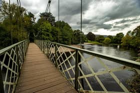 The suspension bridge over the River Wharfe at Ilkley