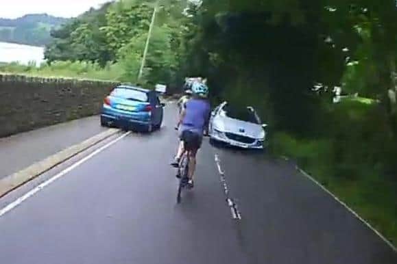 This is the moment a motorist drove dangerously close to a group of cyclists in Sheffield, landing himself fines totalling £417 and five penalty points