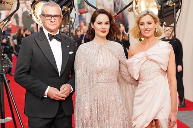 Hugh Bonneville, Michelle Dockery and Laura Carmichael hit the red carpet at the premiere of Downton Abbey: A New Era