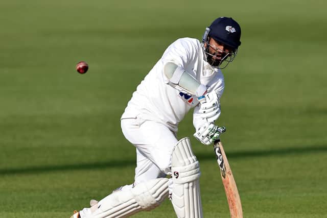 First impressions: Dimuth Karunaratne of Yorkshire plays the ball to the boundary during the LV= Insurance County Championship match between Northamptonshire and Yorkshire at The County Ground last week.(Picture: David Rogers/Getty Images)