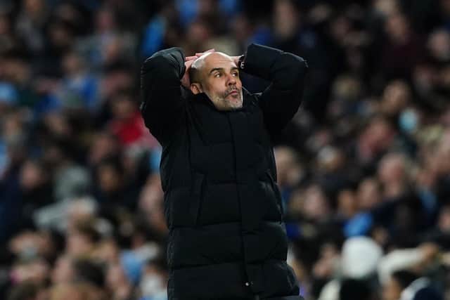 Manchester City manager Pep Guardiola during the UEFA Champions League Semi Final, First Leg, at the Etihad Stadium, Manchester. Picture: Martin Rickett/PA